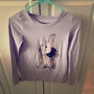 Purple long sleeve shirt with a bunny on it